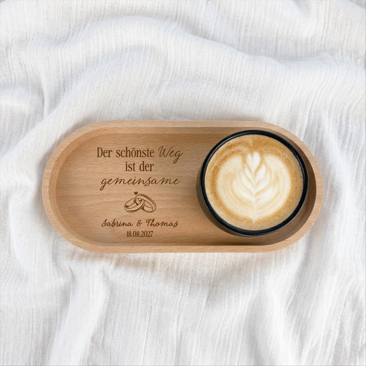 Hochzeit Geschenk personalisiert – Holztablett mit Gravur Namen & Datum – Hochzeitsgeschenk Brautpaar – Geschenk zur Hochzeit