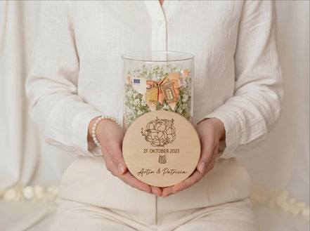 Hochzeit Geschenk personalisiert | Geldgeschenk Hochzeit mit Namen & Datum | Hochzeitsgeschenk personalisiert | Geschenk Brautpaar