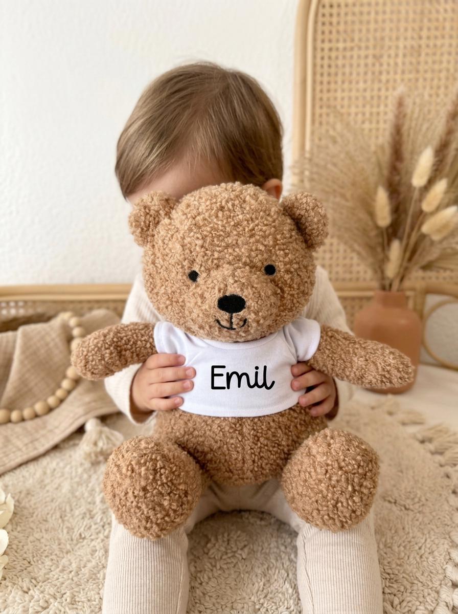 Geburtsgeschenk personalisiert – Kuscheltier mit Name – Teddybär Baby personalisiert – Geschenk zur Geburt – Baby Geschenk Junge Mädchen