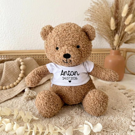 Geburtsgeschenk personalisiert – Kuscheltier mit Name & Geburtsdatum – Teddybär personalisiert – Baby Geschenk zur Geburt, Babyparty