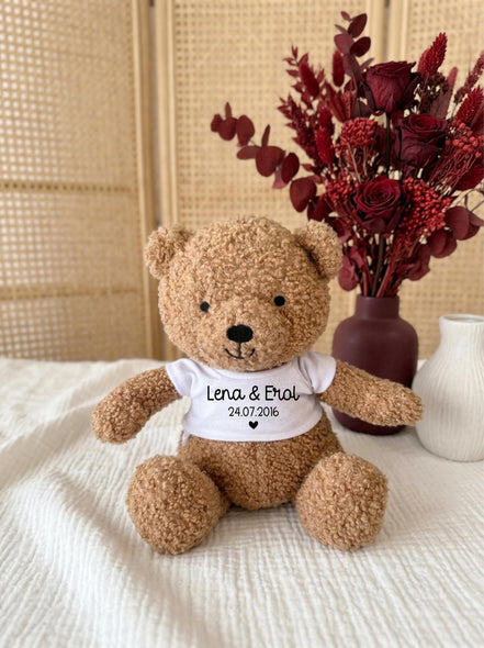 Geschenk Jahrestag personalisiert – Teddybär mit Namen & Datum – Geschenk Hochzeitstag für Paare – Partner Geschenk Liebe, Weihnachten
