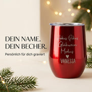 Personalisierter Glühwein Thermobecher mit Gravur, HokusPokus Glühwein Modus, Edelstahlbecher Geschenkidee Weihnachten, Mitarbeiter Geschenk