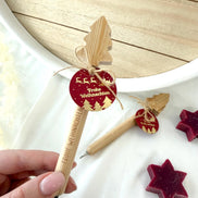Weihnachts Kugelschreiber aus Bambus mit Gravur – Gastgeschenk Weihnachten, Mitarbeitergeschenk, Mitgebsel, Adventskalender Füllung