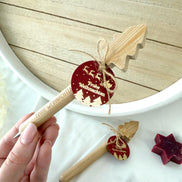 Weihnachts Kugelschreiber aus Bambus mit Gravur – Gastgeschenk Weihnachten, Mitarbeitergeschenk, Mitgebsel, Adventskalender Füllung