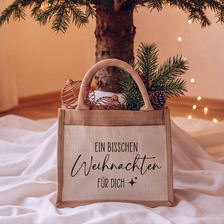 Jutetasche Weihnachtsgeschenk Mitarbeiter – Gastgeschenk Weihnachten, Wichtelgeschenk, Kundengeschenk, Geschenk Kollegen, Firmengeschenk