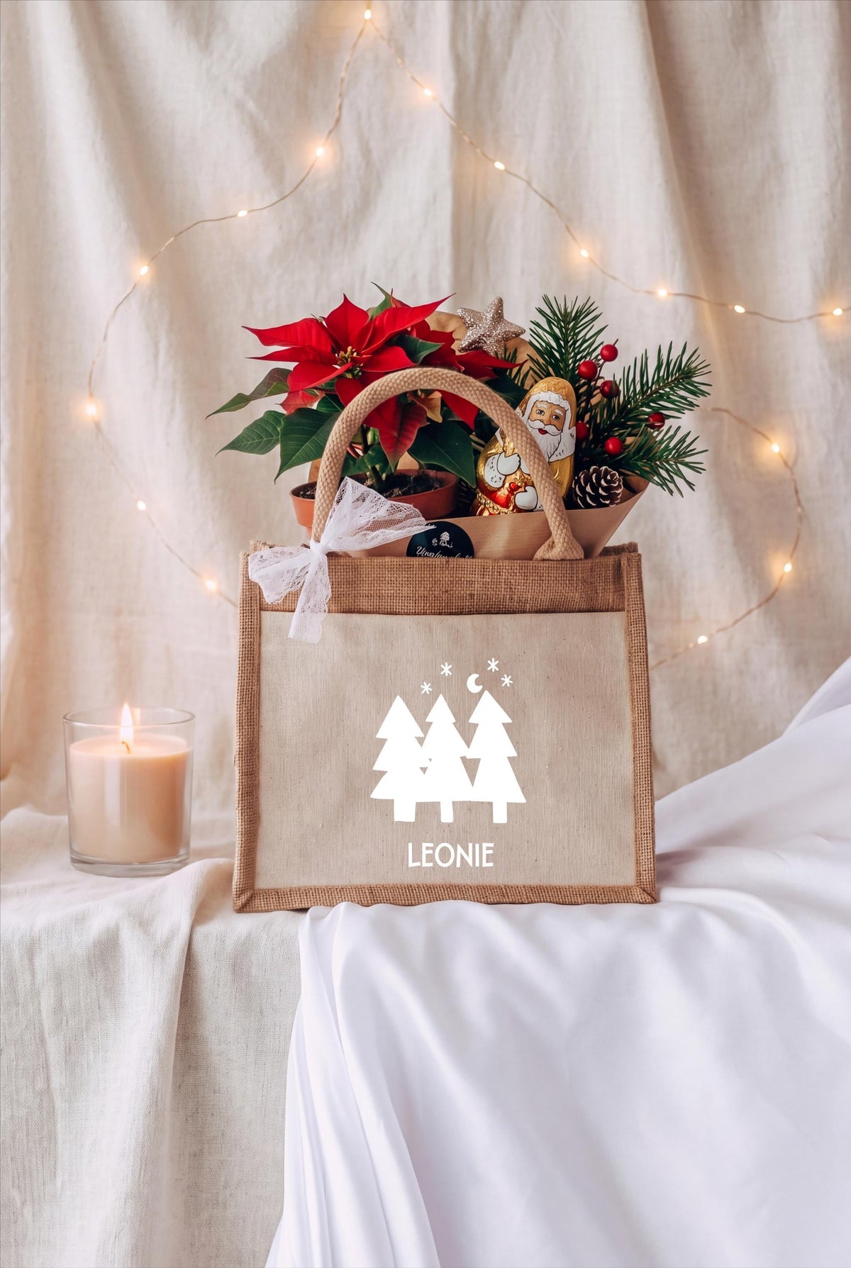 Personalisierte Jutetasche Weihnachten mit Name – Weihnachtsgeschenk Kinder, Nikolaus Geschenk, Geschenktasche Weihnachten
