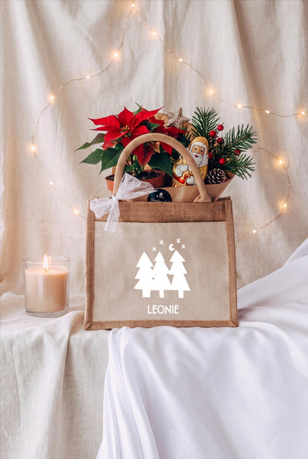 Personalisierte Jutetasche Weihnachten mit Name – Weihnachtsgeschenk Kinder, Nikolaus Geschenk, Geschenktasche Weihnachten