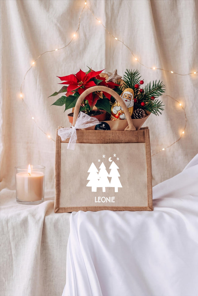 Personalisierte Jutetasche Weihnachten mit Name – Weihnachtsgeschenk Kinder, Nikolaus Geschenk, Geschenktasche Weihnachten