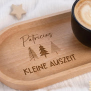 Personalisiertes Weihnachtsgeschenk – Kleine Auszeit mit Name – Holztablett mit Gravur – Geschenk Weihnachten für Mitarbeiter Kollegen