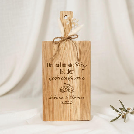 Hochzeitsgeschenk personalisiert • Holzbrett Eiche mit Namen & Datum • Geschenk zur Hochzeit für Brautpaar • Hochzeitsgeschenk Holz