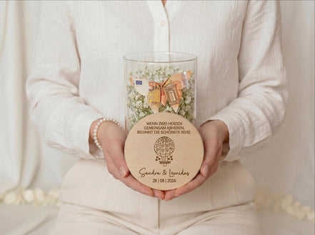 Hochzeit Geschenk personalisiert mit Namen | Geldgeschenk Hochzeit | Hochzeitsgeschenk Brautpaar | Geschenk Hochzeit mit Datum