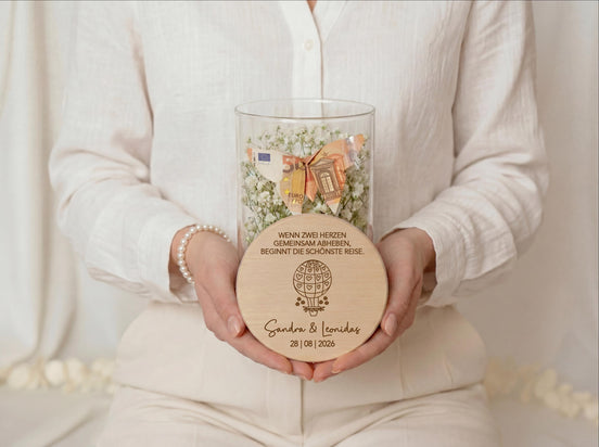 Hochzeit Geschenk personalisiert mit Namen | Geldgeschenk Hochzeit | Hochzeitsgeschenk Brautpaar | Geschenk Hochzeit mit Datum
