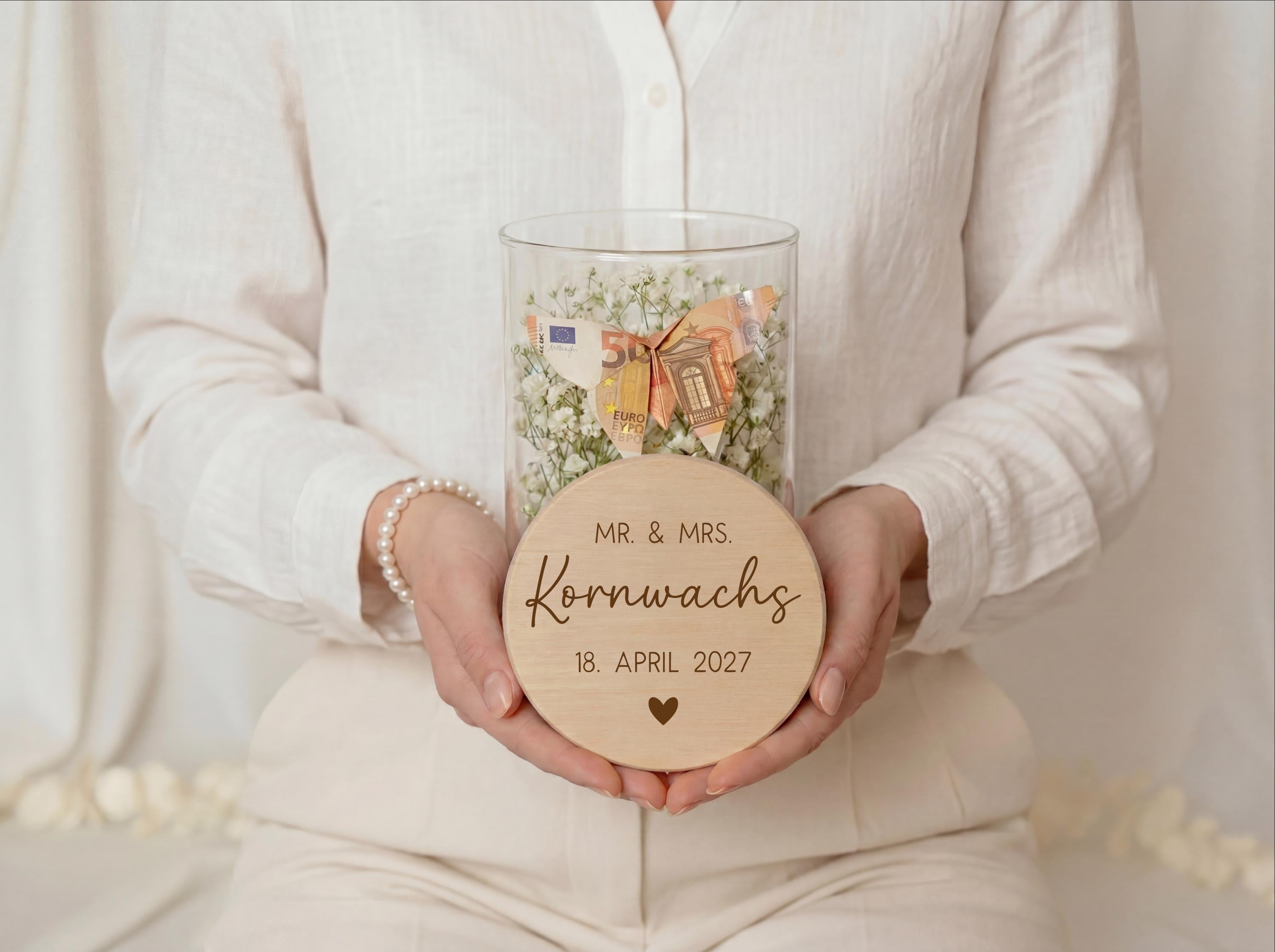 Hochzeit Geschenk personalisiert | Geldgeschenk Hochzeit mit Namen | Hochzeitsgeschenk personalisiert | Geschenk Brautpaar Mr & Mrs