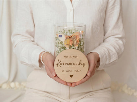 Hochzeit Geschenk personalisiert | Geldgeschenk Hochzeit mit Namen | Hochzeitsgeschenk personalisiert | Geschenk Brautpaar Mr & Mrs