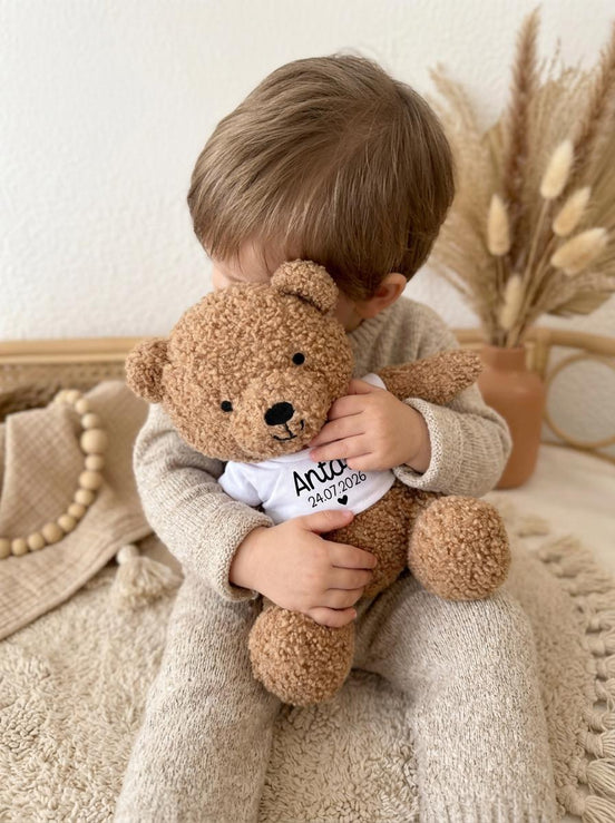 Geburtsgeschenk personalisiert – Kuscheltier mit Name & Geburtsdatum – Teddybär personalisiert – Baby Geschenk zur Geburt, Babyparty