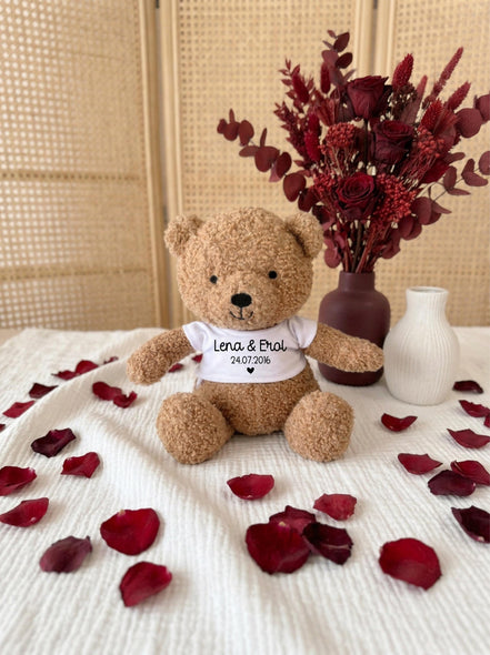 Geschenk Jahrestag personalisiert – Teddybär mit Namen & Datum – Geschenk Hochzeitstag für Paare – Partner Geschenk Liebe, Weihnachten