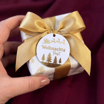 Weihnachtsetiketten Anhänger Gold – Geschenkanhänger Weihnachten, Weihnachtspost Etiketten Weihnachtsgeschenk verpacken, 20er Ser Etiketten