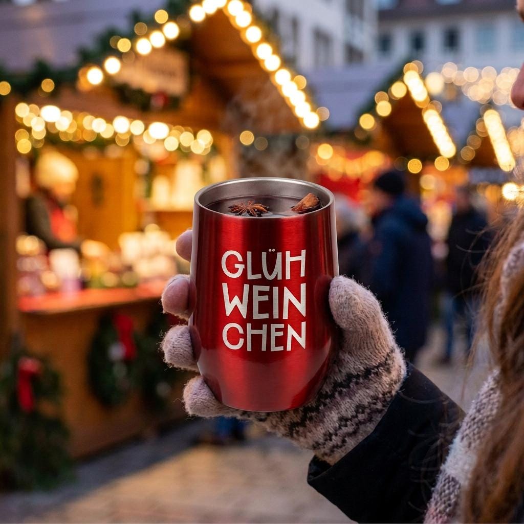 Glühweinbecher Thermobecher „Glühweinchen“ – Edelstahl Becher mit Gravur – Weihnachtsmarkt Becher – Glühwein Geschenk Weihnachten