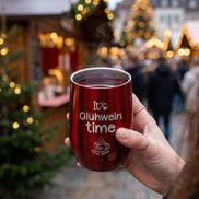 Glühweinbecher Thermobecher „It’s Glühwein Time“ – Edelstahl Becher mit Gravur – Weihnachtsmarkt Becher – Weihnachtsgeschenk, Wichteln