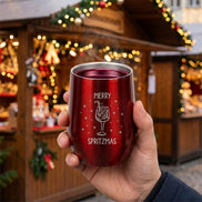 Merry Spritzmas Thermobecher – Glühwein Becher mit Gravur – Weihnachtsgeschenk für Frauen – Wichtelgeschenk Freundin Kollegin – Wichteln