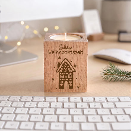 Gastgeschenk Weihnachten – Teelichthalter Holz, kleines Mitgebsel & Weihnachtsgeschenk, Mitarbeitergeschenk, Wichtelgeschenk, Kollegen