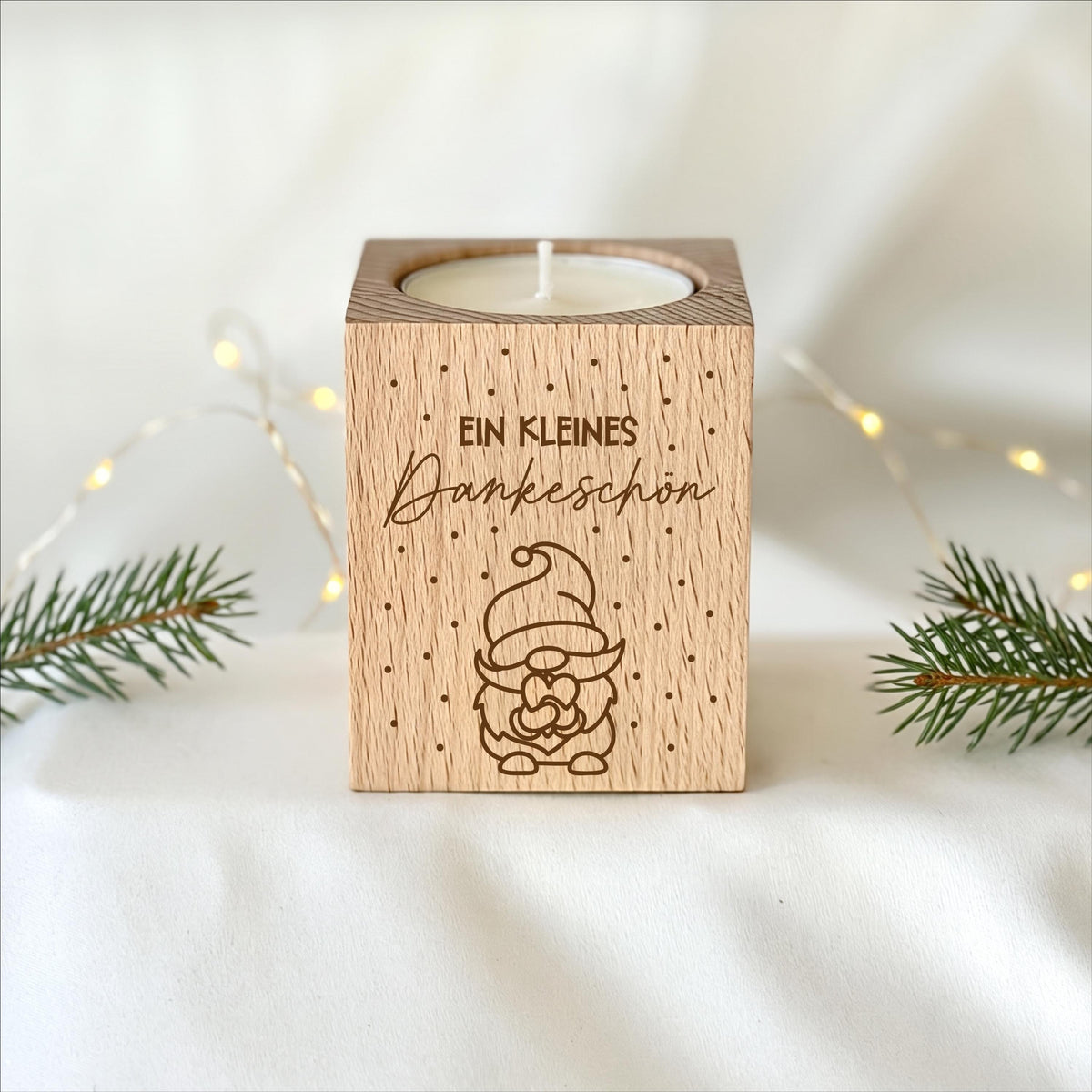 Wichtelgeschenk Weihnachten – kleines Dankeschön Teelichthalter Holz, Mitarbeitergeschenk, Gastgeschenk & kleine Aufmerksamkeit, Wichteln