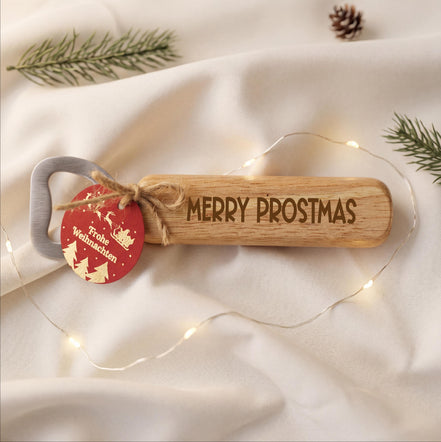Weihnachtsgeschenk Flaschenöffner „Merry Prostmas“ – lustiges Männergeschenk – Geschenk für Mitarbeiter Kollegen Team Weihnachten