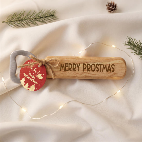 Weihnachtsgeschenk Flaschenöffner „Merry Prostmas“ – lustiges Männergeschenk – Geschenk für Mitarbeiter Kollegen Team Weihnachten