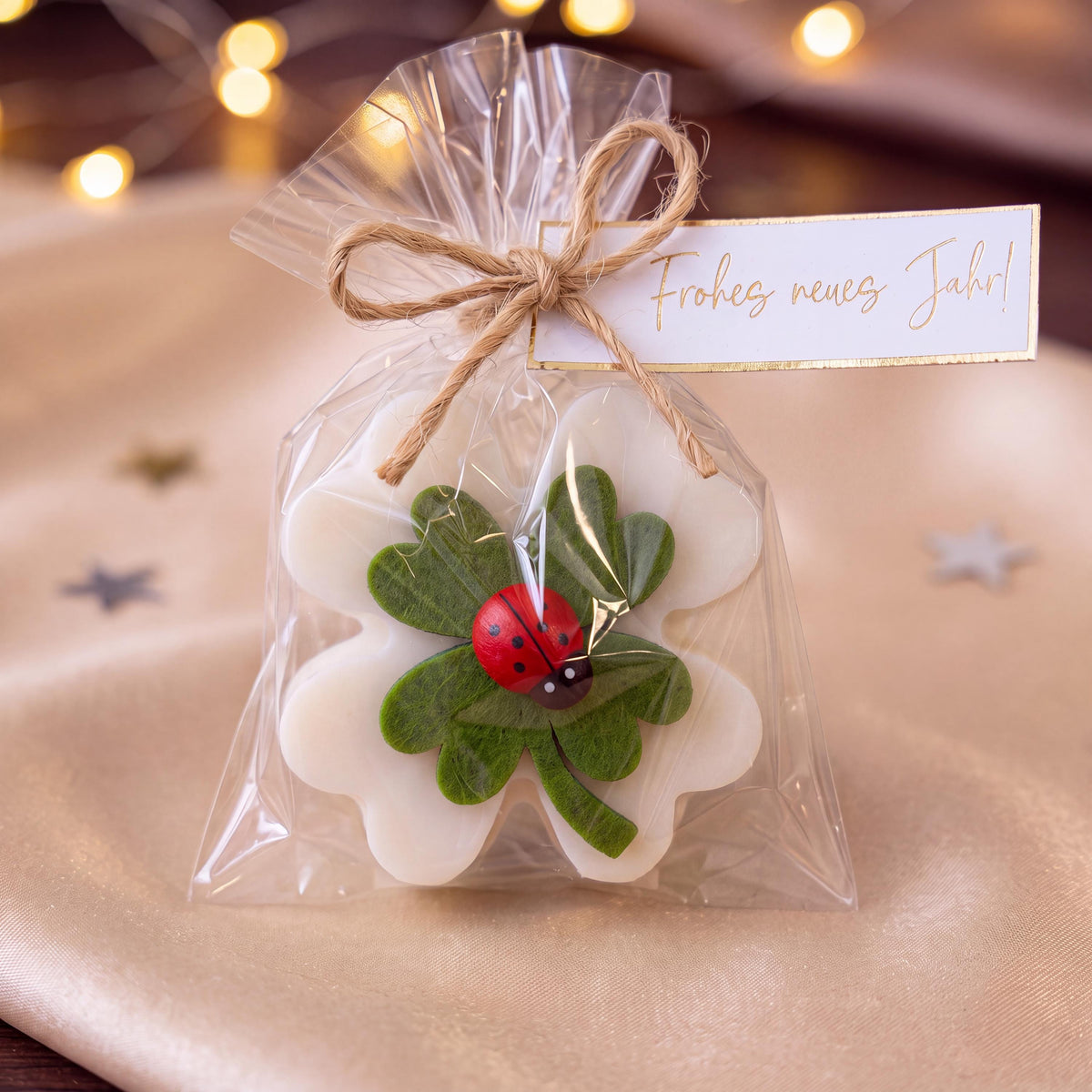 Silvester Gastgeschenk Frohes neues Jahr – Glücksbringer Seife Kleeblatt, Mitarbeiter Geschenk, Kundengeschenk, Neujahr Mitbringsel