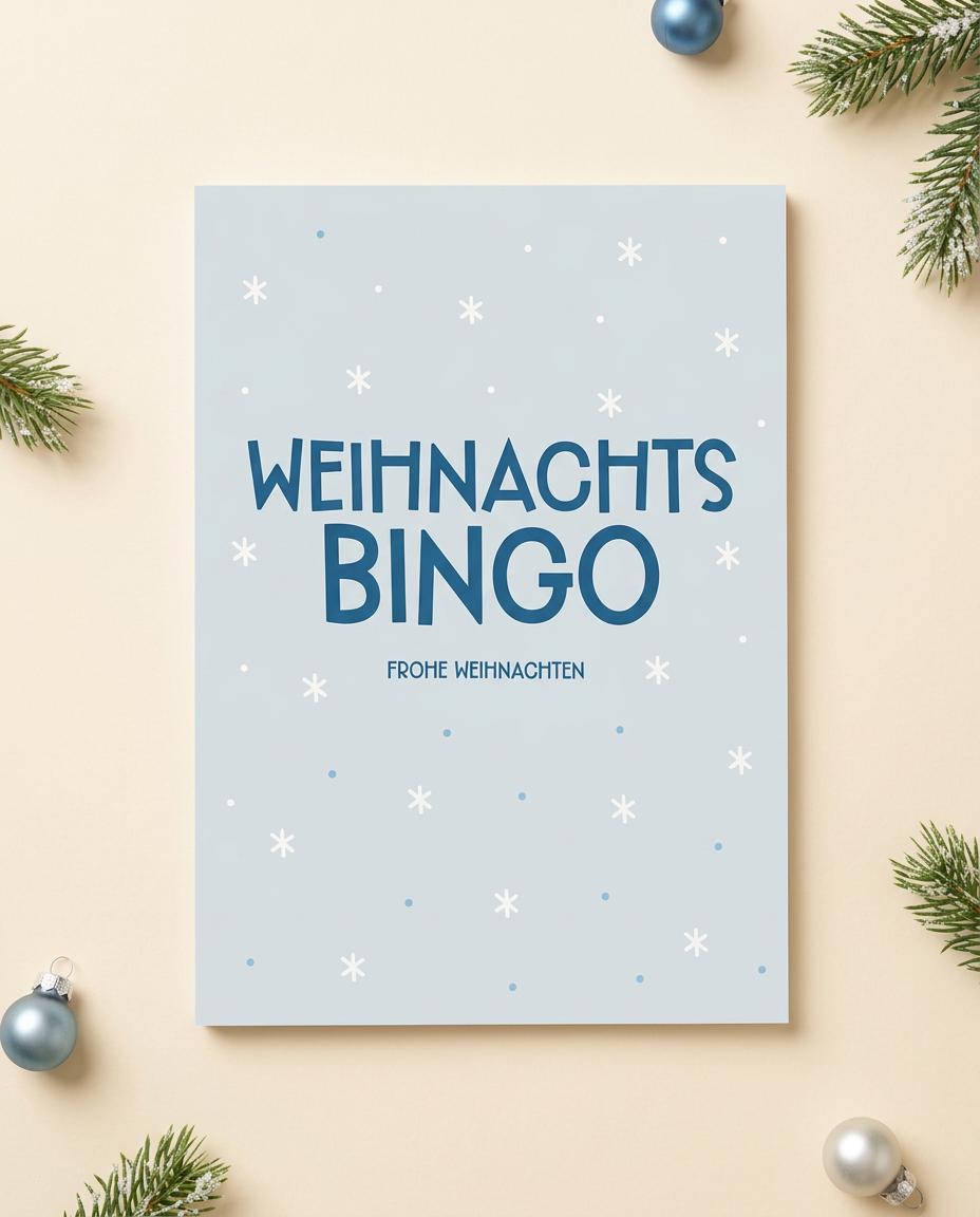 Weihnachtsbingo Spielblock DIN A5 – 25 Blatt – Weihnachtsspiel für Familie, Freunde & Weihnachtsfeier, Adventskalender Füllung, Wichteln