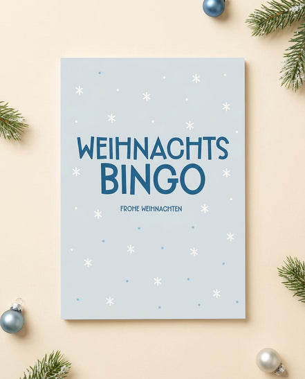 Weihnachtsbingo Spielblock DIN A5 – 25 Blatt – Weihnachtsspiel für Familie, Freunde & Weihnachtsfeier, Adventskalender Füllung, Wichteln
