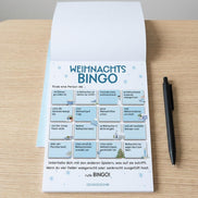 Weihnachtsbingo Spielblock DIN A5 – 25 Blatt – Weihnachtsspiel für Familie, Freunde & Weihnachtsfeier, Adventskalender Füllung, Wichteln