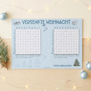 Versenkte Weihnacht, Schiffe versenken Spielblock DIN A4, 50 Blatt, Weihnachtsspiel, Adventskalender Füllung, Wichtelgeschenk, Teamgeschenk