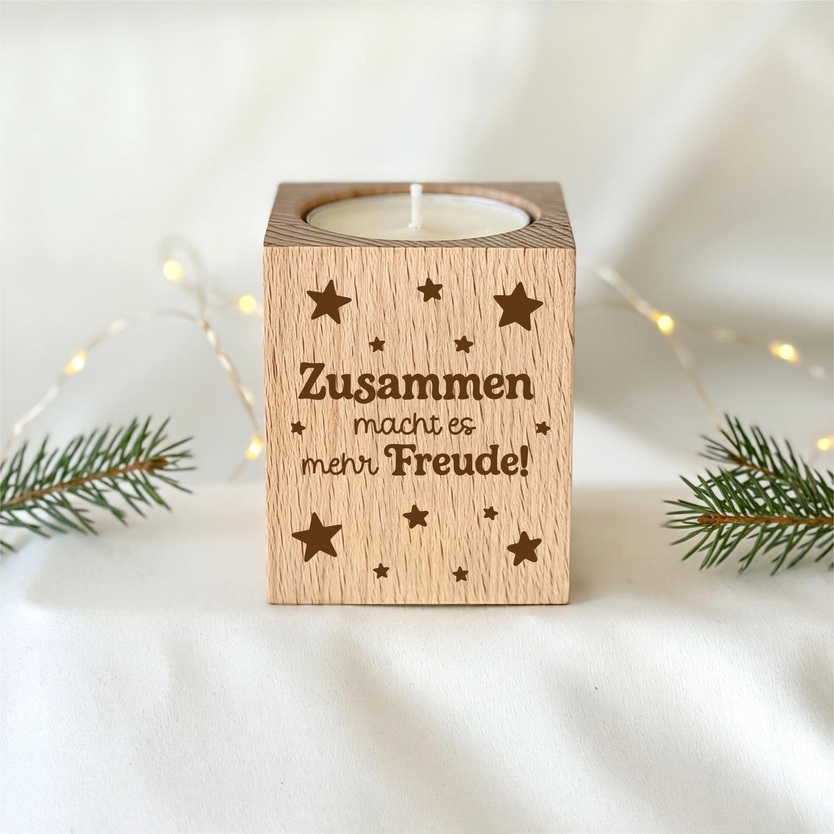 Mitarbeitergeschenk Weihnachten – Teelichthalter Holz, Team Geschenk für Kollegen, Weihnachtsfeier, kleines Dankeschön, Adventskalender
