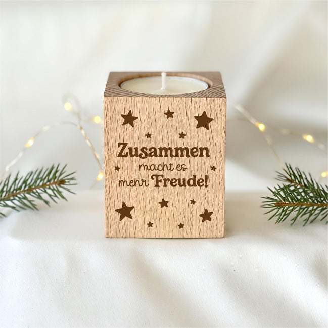 Mitarbeitergeschenk Weihnachten – Teelichthalter Holz, Team Geschenk für Kollegen, Weihnachtsfeier, kleines Dankeschön, Adventskalender