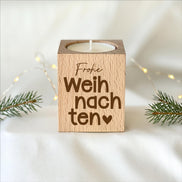 Weihnachtsgeschenk – Teelichthalter Holz Frohe Weihnachten, Gastgeschenk, kleines Mitgebsel, Wichtelgeschenk & Mitarbeitergeschenk, Team