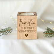Weihnachtsgeschenk Familie – Teelichthalter Holz „Familie ist das schönste Weihnachtsgeschenk“, Geschenk für Eltern, Oma & Opa, Wichteln