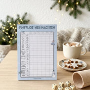Knifflige Weihnachten Würfelspielblock DIN A5, 50 Seiten, Weihnachtsspiel Weihnachtsfeier, Wichtelgeschenk, Adventskalender Füllung