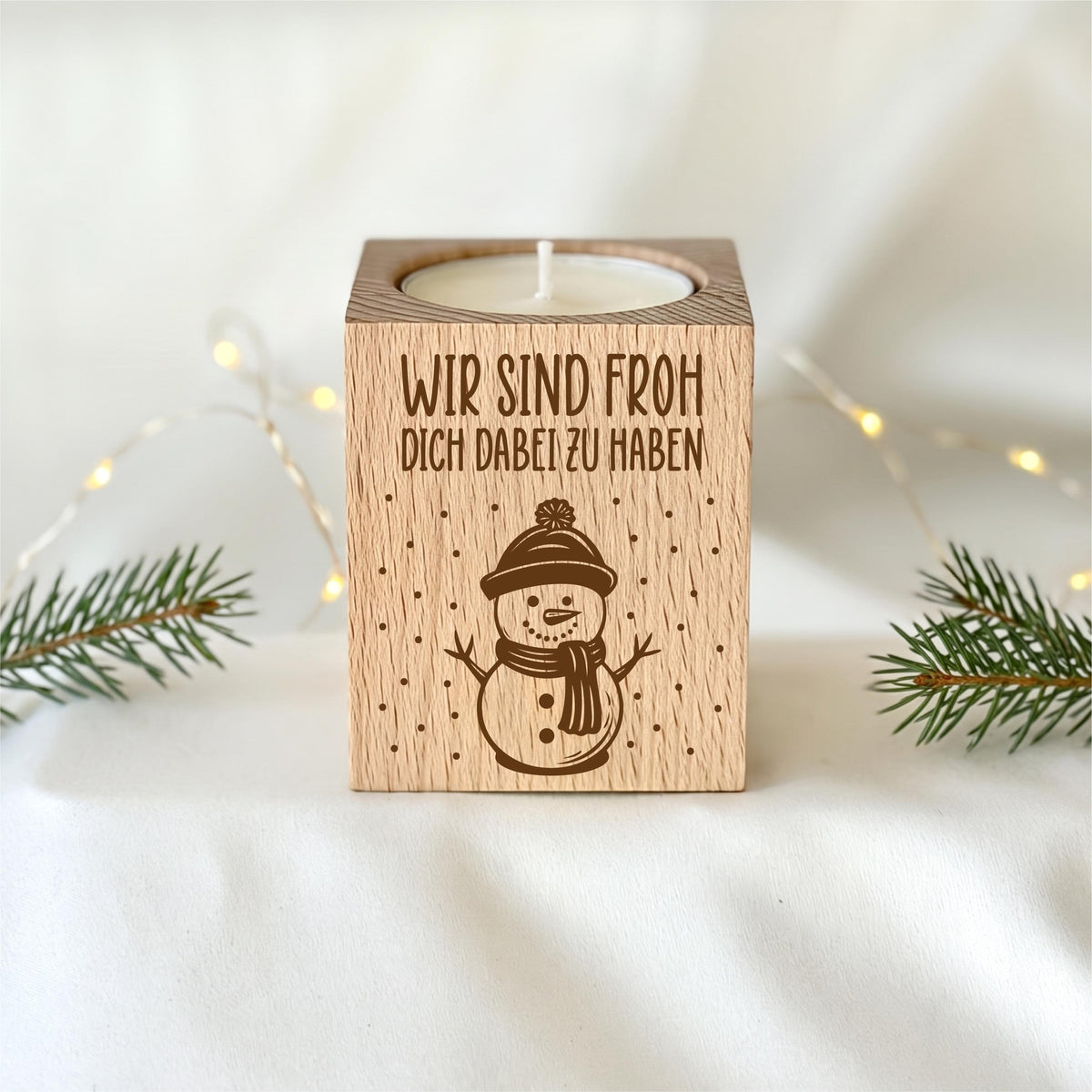 Mitarbeitergeschenk Weihnachten – Teelichthalter Holz, Team Geschenk für Kollegen, kleines Dankeschön & Wichtelgeschenk, Adventskalender