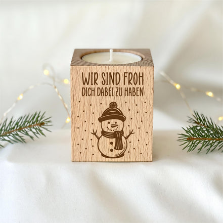Mitarbeitergeschenk Weihnachten – Teelichthalter Holz, Team Geschenk für Kollegen, kleines Dankeschön & Wichtelgeschenk, Adventskalender