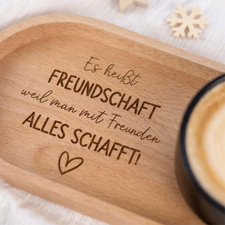 Freundschaft Tablett – Geschenk mit Spruch Freundin– Holztablett mit Gravur – Geschenk Freundin Geburtstag Weihnachten, Kleines Dankeschön