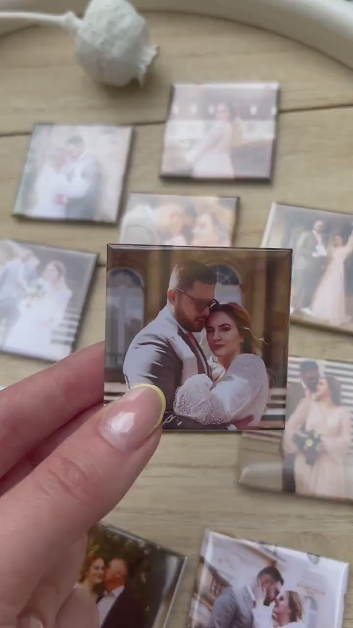 Personalisierte Fotomagnete 5x5 cm – 10er Set | Eigene Fotos | Gastgeschenk Hochzeit | Kühlschrankmagnete mit Bild | Erinnerung Dekoration
