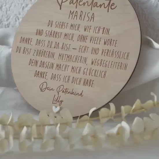 Personalisiertes Patengeschenk Holzschild | Patentante Patenonkel Pateneltern | Geschenk für Paten mit Herz | Dankeschön, Taufe, Patenkind