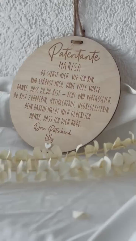 Personalisiertes Patengeschenk Holzschild | Patentante Patenonkel Pateneltern | Geschenk für Paten mit Herz | Dankeschön, Taufe, Patenkind
