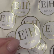 Personalisierte Etiketten für Gastgeschenke mit metallic Veredelung in gold, Hochzeit, Taufe,Sözümüz Söz, Verlobung, Initial & Datum