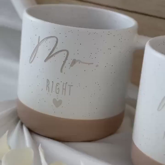 Mr Right & Mrs Always Right Tassen – lustige Pärchen Tassen – Geschenk Hochzeit Paar – Herz Gravur – Keramik 360 ml – spülmaschinenfest