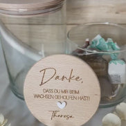 Dankeschön Geschenk Erzieherin – Vorratsglas mit Gravur – Danke fürs Wachsen helfen – Glas mit Holzdeckel, Kita Abschied,