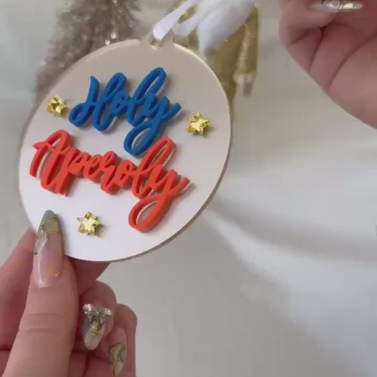 Holy Aperoly Weihnachtskugel – Acryl Christbaumanhänger 3D Effekt – personalisiertes Aperol Geschenk – champagnergold Deko Weihnachten