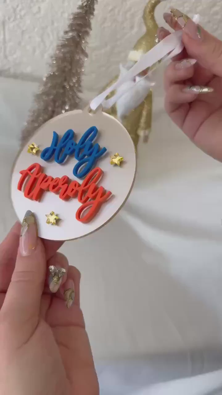 Holy Aperoly Weihnachtskugel – Acryl Christbaumanhänger 3D Effekt – personalisiertes Aperol Geschenk – champagnergold Deko Weihnachten
