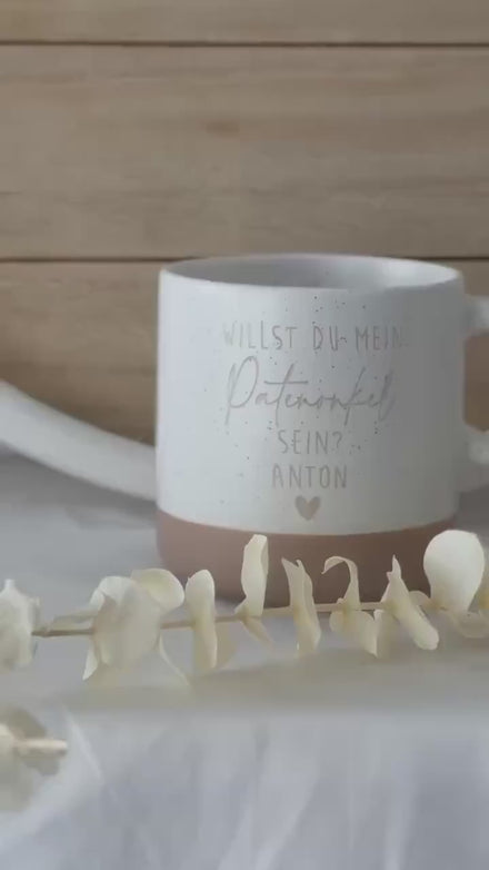 Willst du mein/e Patenonkel/Patentante sein Tasse – Patentante Geschenk – personalisierte Taufanfrage mit Name & Herz – Keramik 360 ml